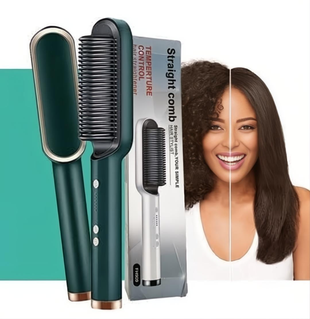 Hair Straightener brush for Women & Men, Hair Styler, Straightener Machine Brush/PTC Heating Electric Straightener with 5 Temperature Control (Multi colour)